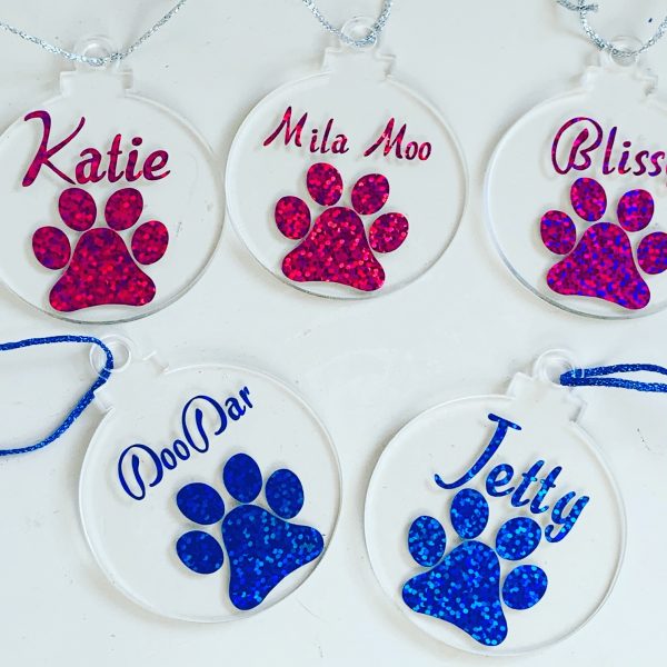 personalised pet dog Christmas baubles