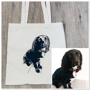 Pet Photo Tote Bag Cat Dog photo in vinyl on a bag spaniel bag