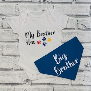 baby grow and dog bandana set my brother has paws my sister has paws baby announcement