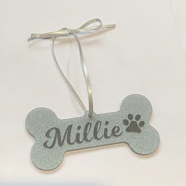 Dog Cat Personalised Name Baubles hanging decorations Christmas tree decoration