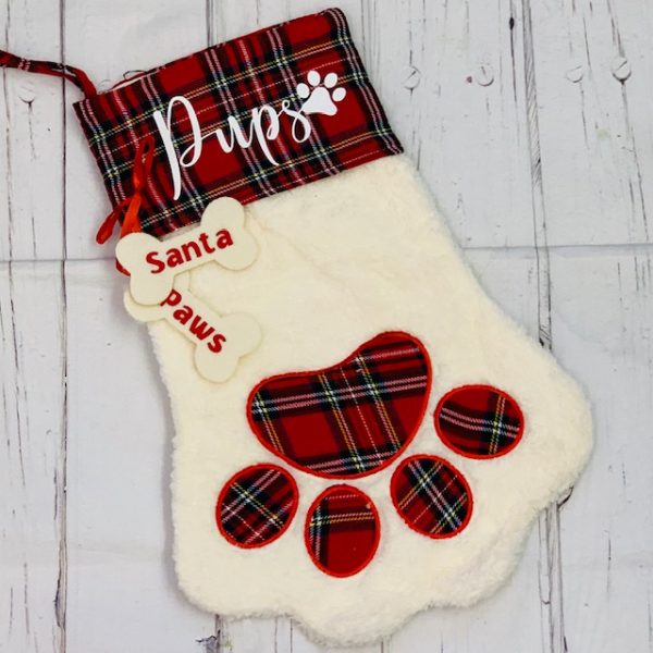 Pet dog xmas Christmas stocking with name