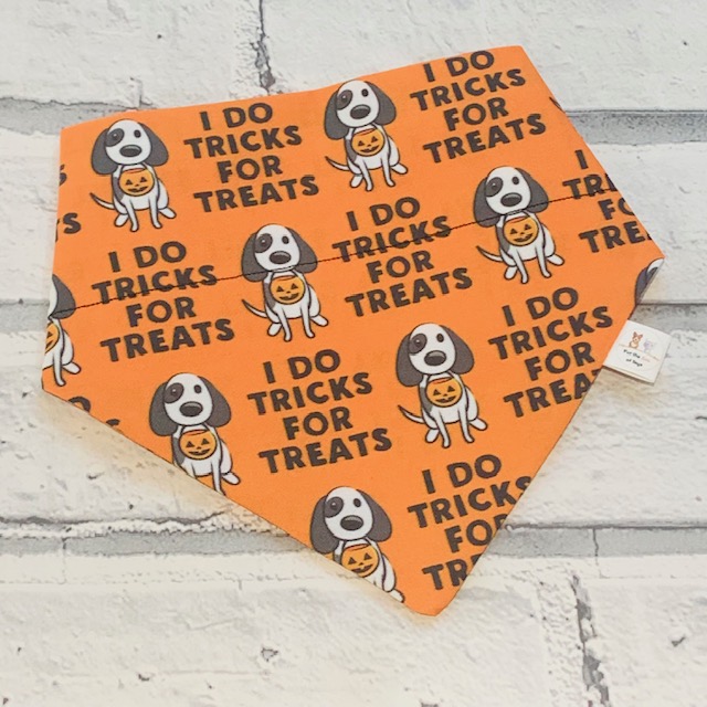 Dog Bandana Neck Scarf Halloween tricks for treats dog bandana